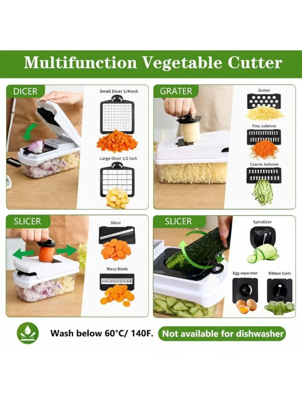 Versatile 18-in-1 Vegetable Chopper & Mandoline Slicer - Food Prep Tool, Dicer